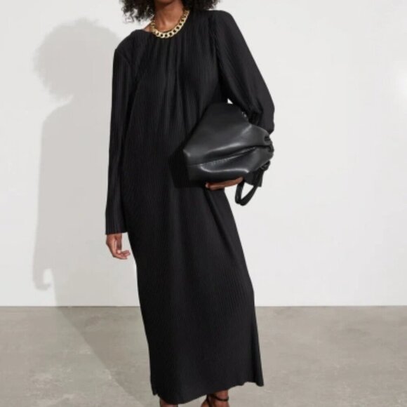 & Other Stories Black Pleated Midi Dress XS - Picture 1 of 8